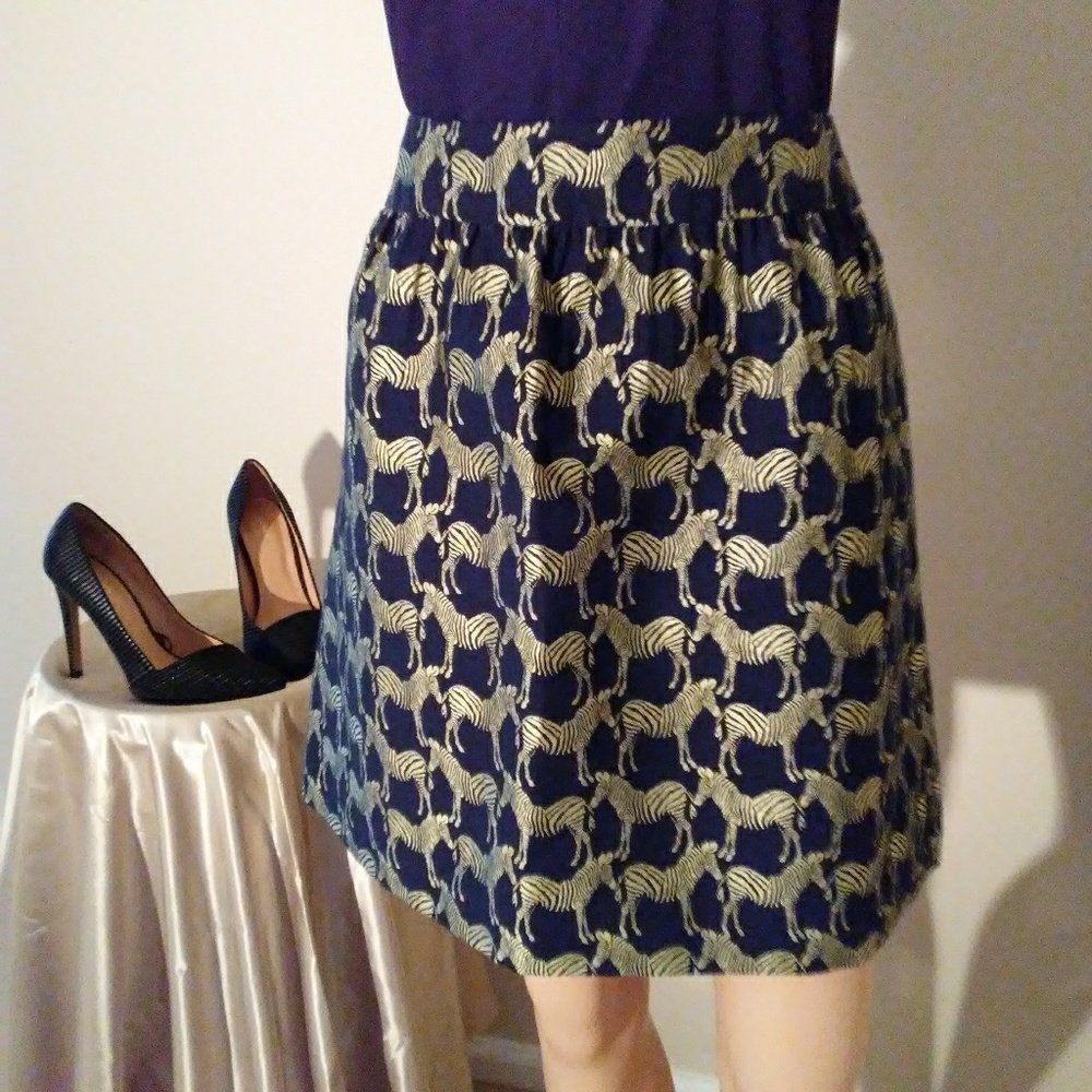 Black Yellow Zebra Print A Line Skirt